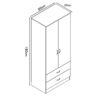 122454_CHL2DC-Dimensions2-100x100 - Jamies Furniture Tall isometric cabinet with two upper doors and two lower drawers, shown as a line drawing.