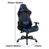 CH-187230-1-BL_6-100x100 - Jamies Furniture Ergonomic black and blue gaming chair with high back, headrest, and armrests; dimensions labeled around the chair.