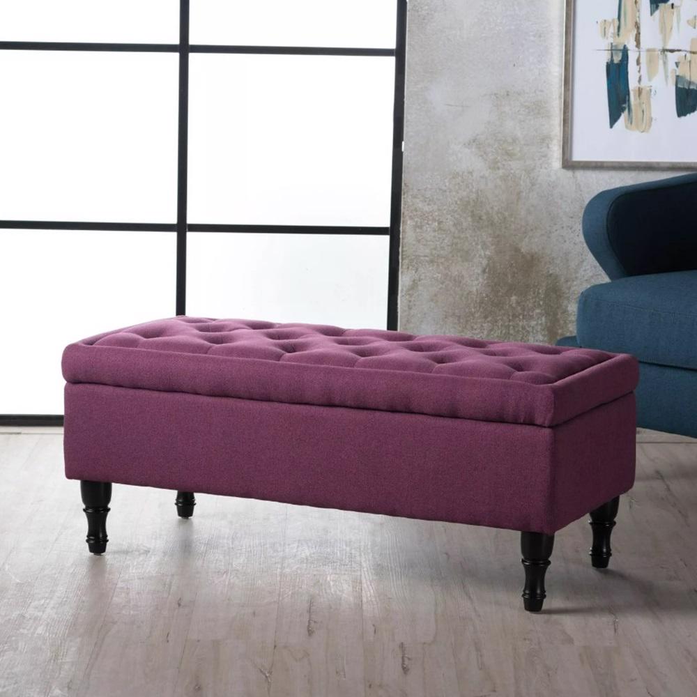 fuchsia-fabric-ottoman-storage-bench