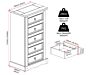 100-102-026_50 - Jamies Furniture Line drawing of a tall, five-drawer storage cabinet with a top panel, shown with a small hardware/assembly diagram beside it.