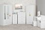 100-102-106_08_6 - Jamies Furniture White modular storage units with labeled drawers and wicker baskets, a plant on top in a bright, minimalist room.