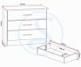 Isometric line drawing of a tall multi-drawer storage cabinet with a small mobile drawer unit on the right.