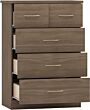 100-102-119_02 - Jamies Furniture Wooden five-drawer dresser with metal handles and a dark brown finish for storage