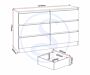 100-102-127_50_1 - Jamies Furniture Tall white metal-and-glass display cabinet with four open shelves and a small matching storage box in front.
