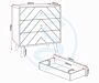 100-102-157_50_1 - Jamies Furniture Isometric illustration of a wireframe cube with diagonal supports next to a rectangular printer on the right.
