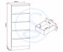 100-102-192_50_1 - Jamies Furniture Tall vertical cabinet with multiple curved shelves and a separate small box-like accessory shown to the right, suggesting an assembly or accessory option.