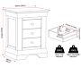 100-103-119_50_1 - Jamies Furniture Illustration for assembling a three-drawer dresser, showing the dresser unit, a separate side panel, and labeled hardware bags for assembly.