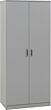 100-108-093_02_1 - Jamies Furniture Tall gray storage cabinet with two doors and central vertical handles on a light floor surface.
