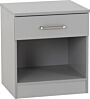 100-108-095_13 - Jamies Furniture Gray bedside nightstand with a single drawer and open lower shelf.