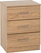 100-108-096_14_1 - Jamies Furniture Three-drawer wooden chest with metal drawer pulls, light oak finish.