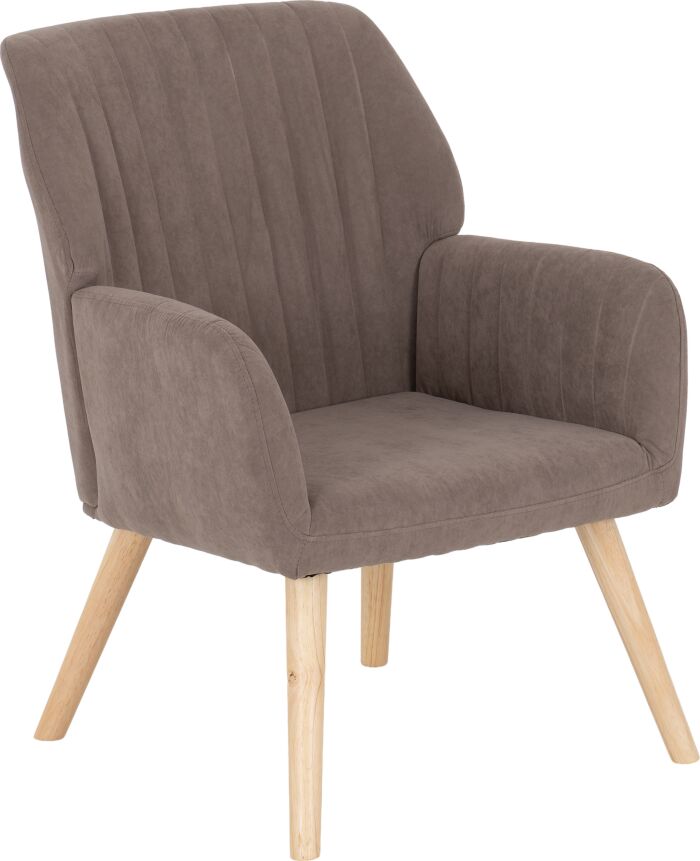 300-309-039_03_1 - Jamies Furniture Taupe upholstered armchair with curved arms and light wood legs; modern accent chair used in living rooms.
