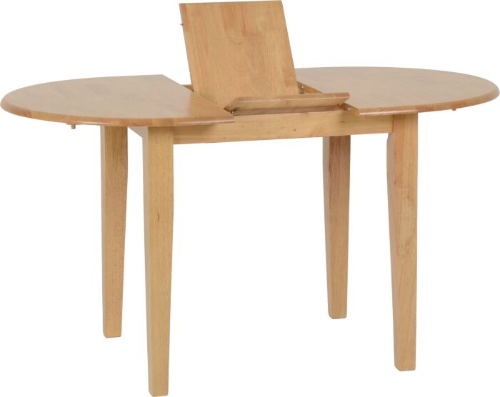 400-401-065_04_1 - Jamies Furniture Wooden round dining table with a central rectangular leaf raised in the middle against a light background