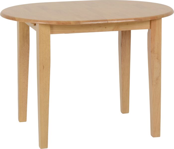 400-401-065_05_1 1 - Jamies Furniture Round wooden table with four tapered legs and a smooth, light finish.
