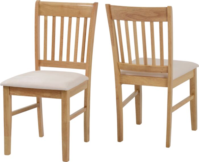 400-401-065_06_1 - Jamies Furniture Pair of light wood dining chairs with white cushioned seats and vertical back slats, shown from front and back as a set.