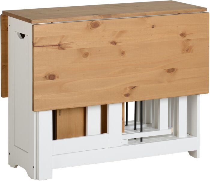 400-401-146_10_2 1 - Jamies Furniture White fold-down desk cabinet with a natural wood top, surface lowered and storage/vertical slats visible below.