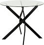 400-401-284_03_1 - Jamies Furniture Round glass-top table with a black, crisscross pedestal base.