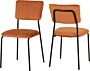400-401-287_05 - Jamies Furniture Two orange chairs with metal legs, viewed from the back side.