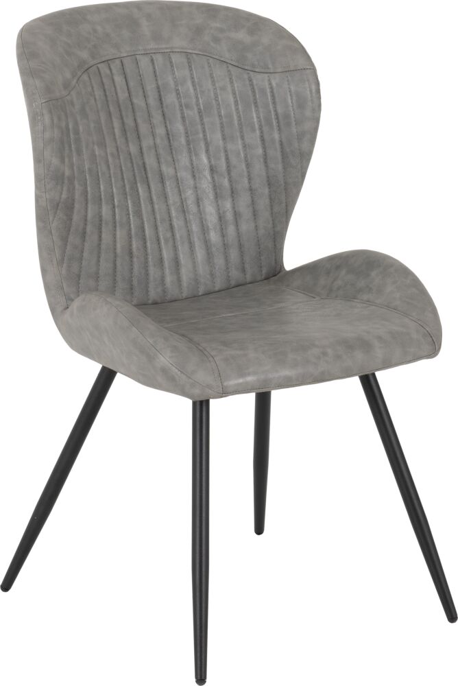 400-401-380_07 - Jamies Furniture Gray upholstered chair with a curved back and slender black legs (mid-century modern style).