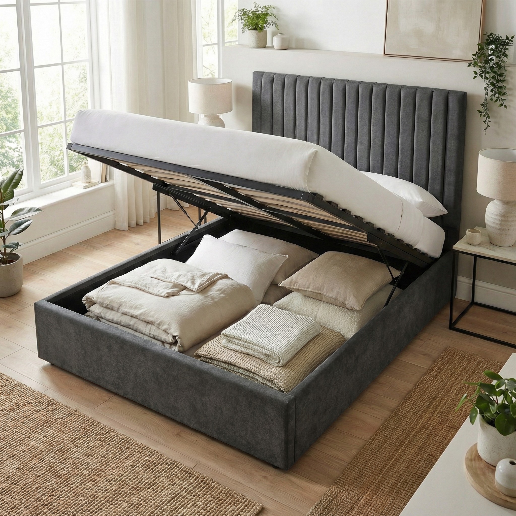king-size-tall-ottoman-storage-bedframe-nickel-grey-fabric