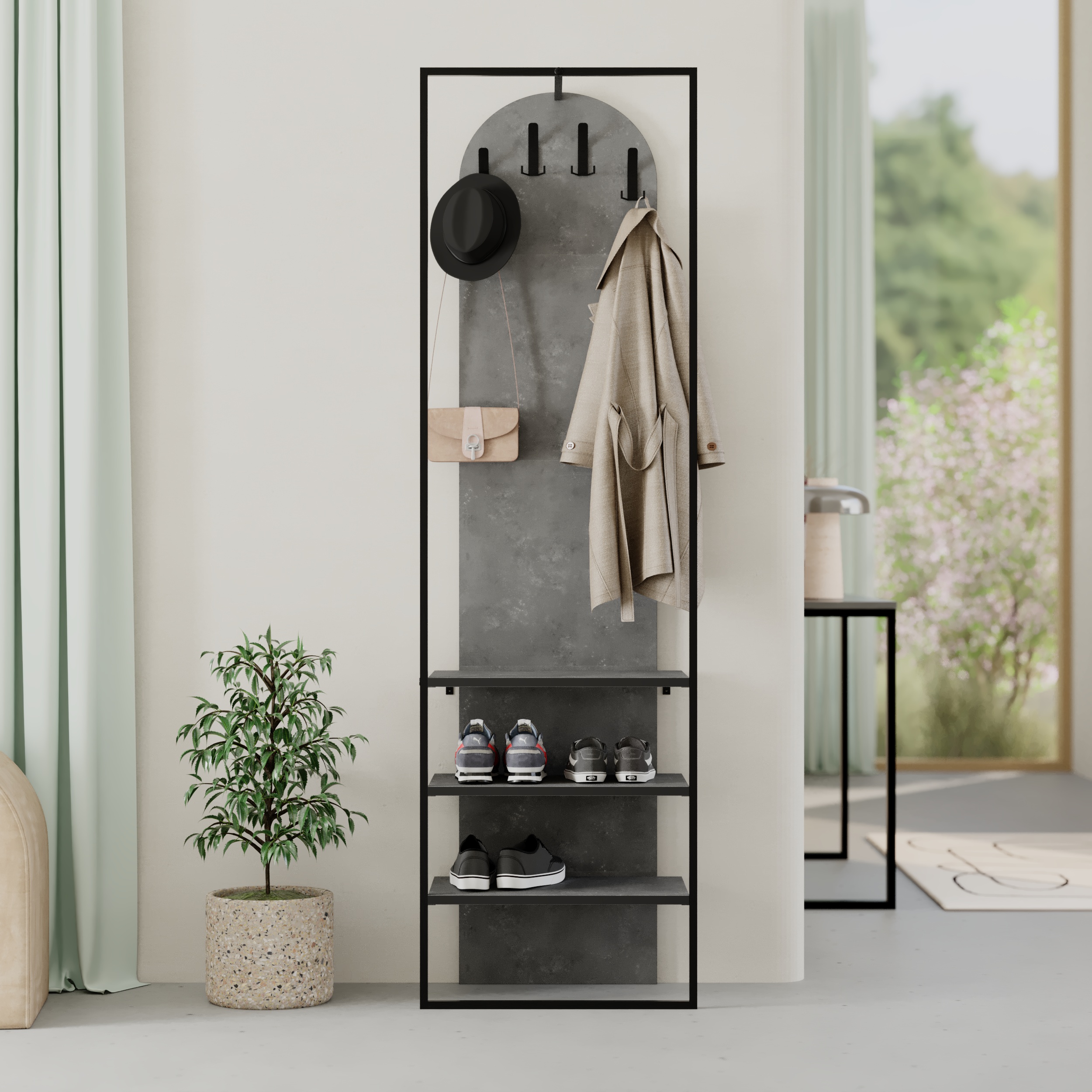 modern-archy-hall-stand-coat-rack-with-shoe-storage-180cm-high-retro-grey