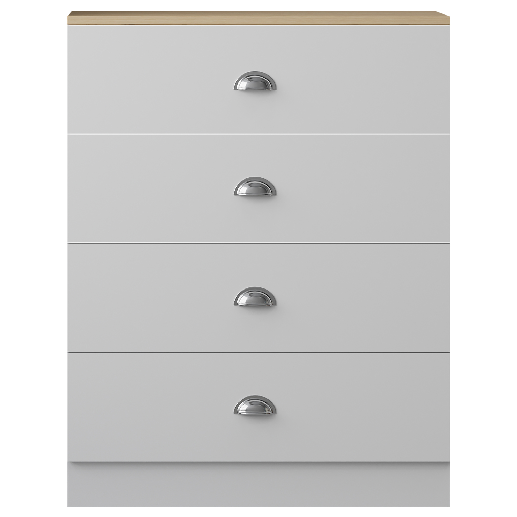 Esher 4 Drawer Chest Of Drawers Matt White With Oak Top - Image 4