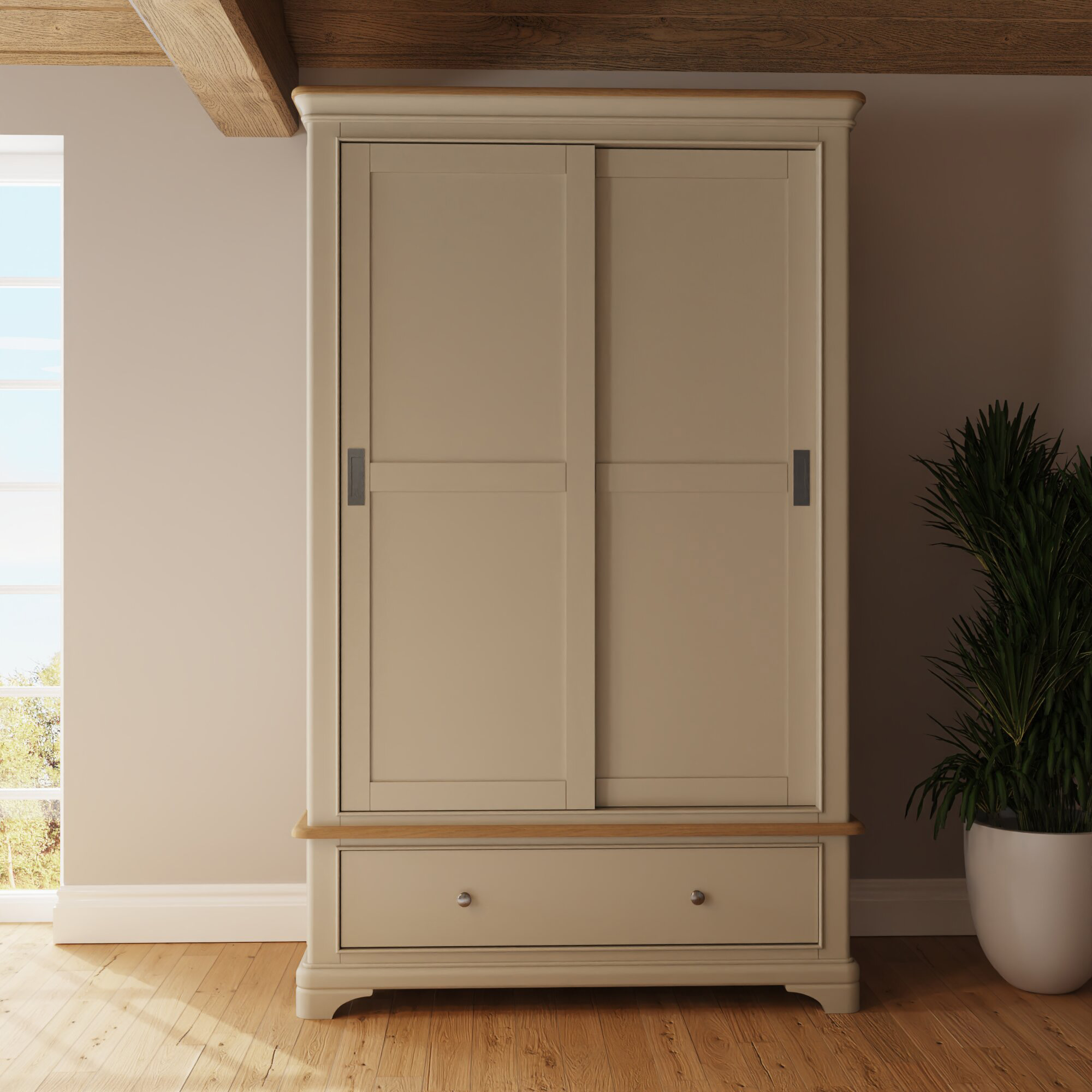 faire-120cm-sliding-combination-wardrobe-in-putty-with-oak-top