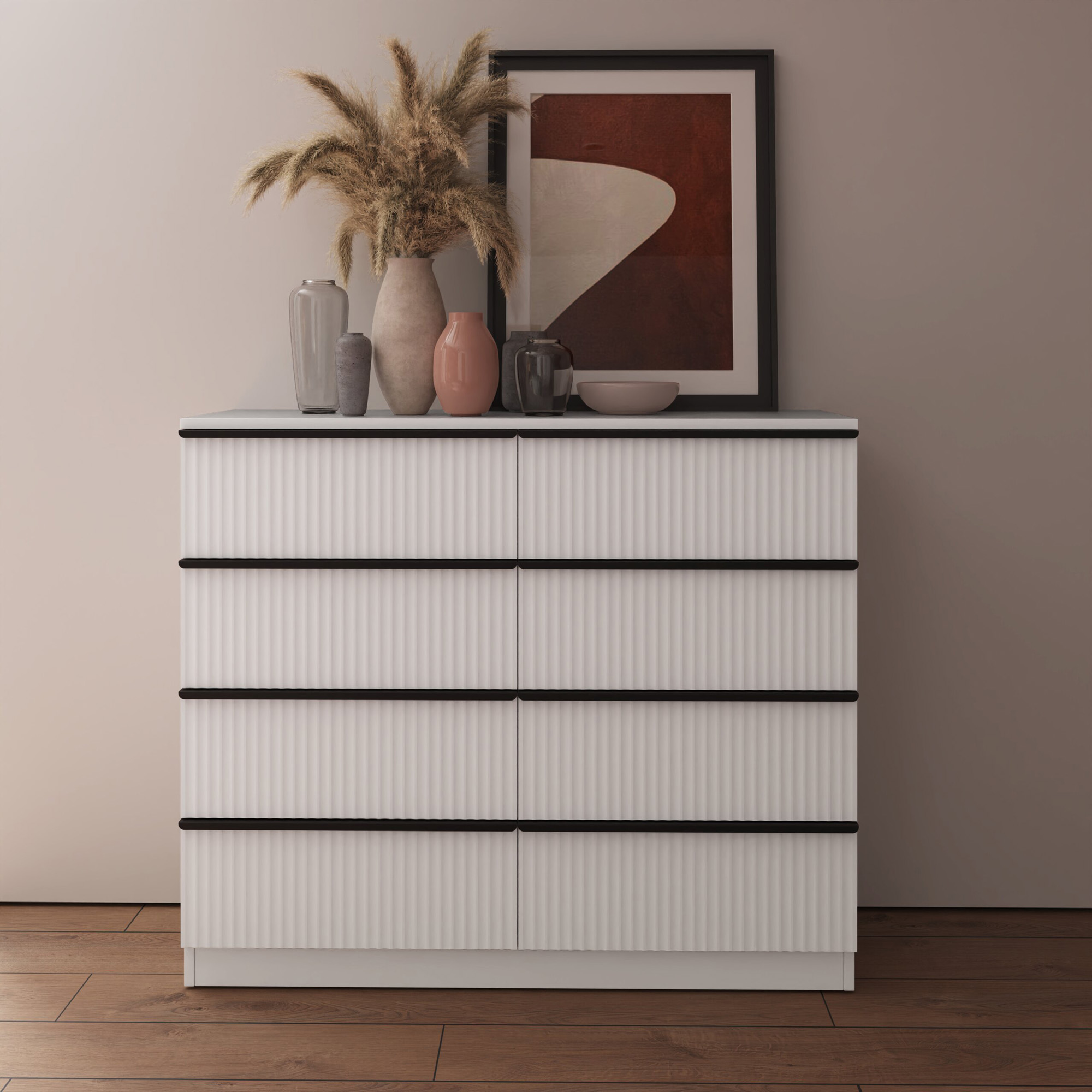 fwstyle-lania-ripple-ridged-8-drawer-chest-of-drawers-matt-white