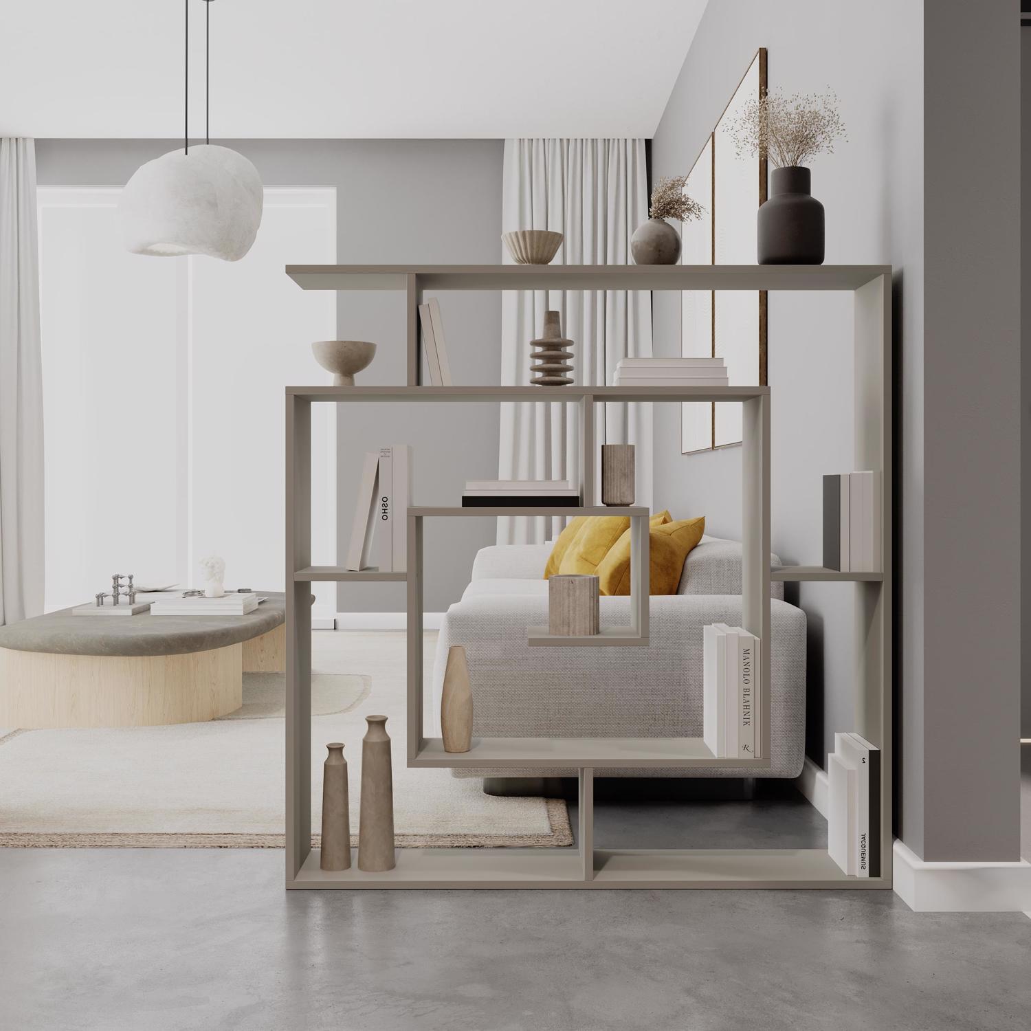 labirent-modern-bookcase-display-unit-sandstone-129cm-high