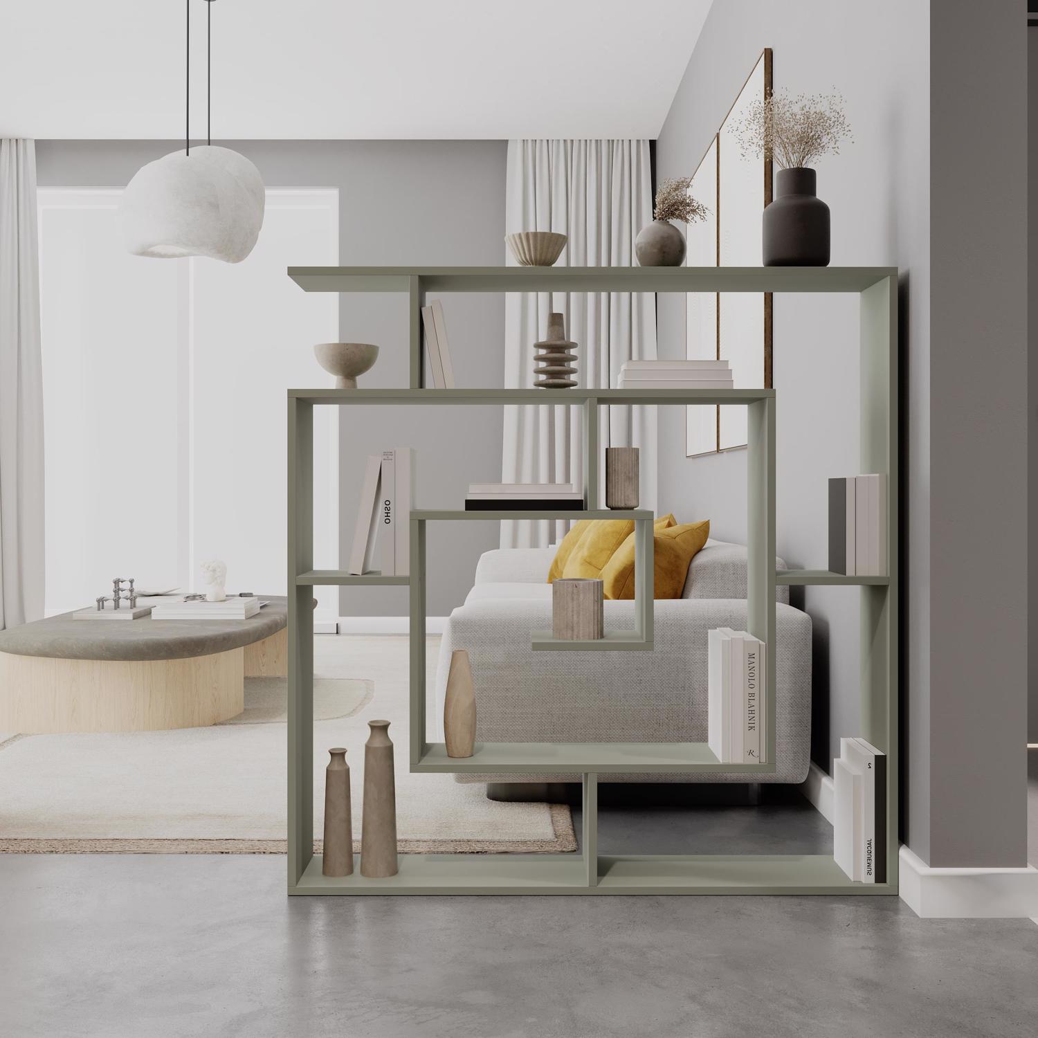 labirent-modern-bookcase-display-unit-ash-green-129cm-high