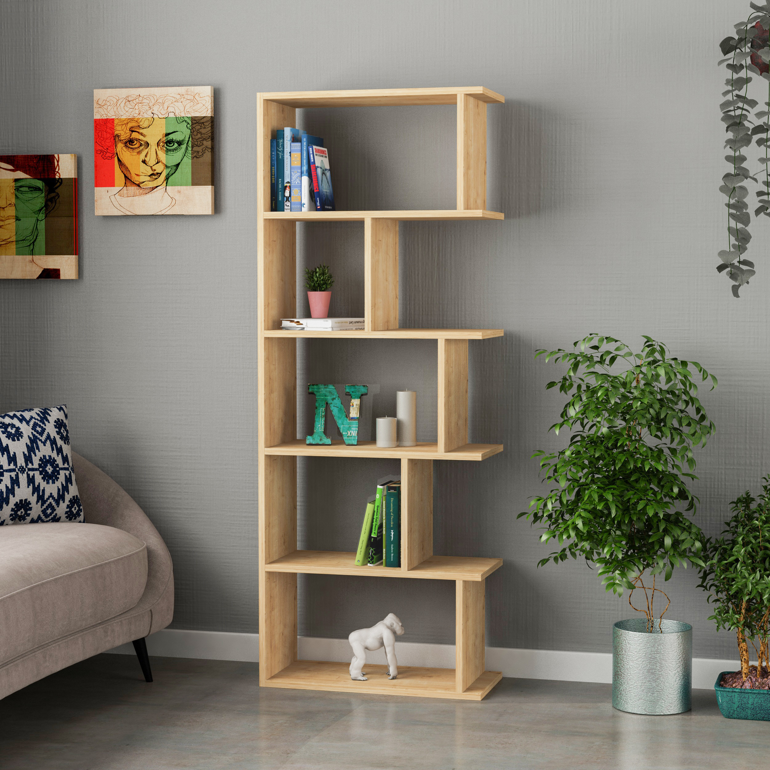tapi-modern-bookcase-display-unit-natural-oak-effect-tall-159cm