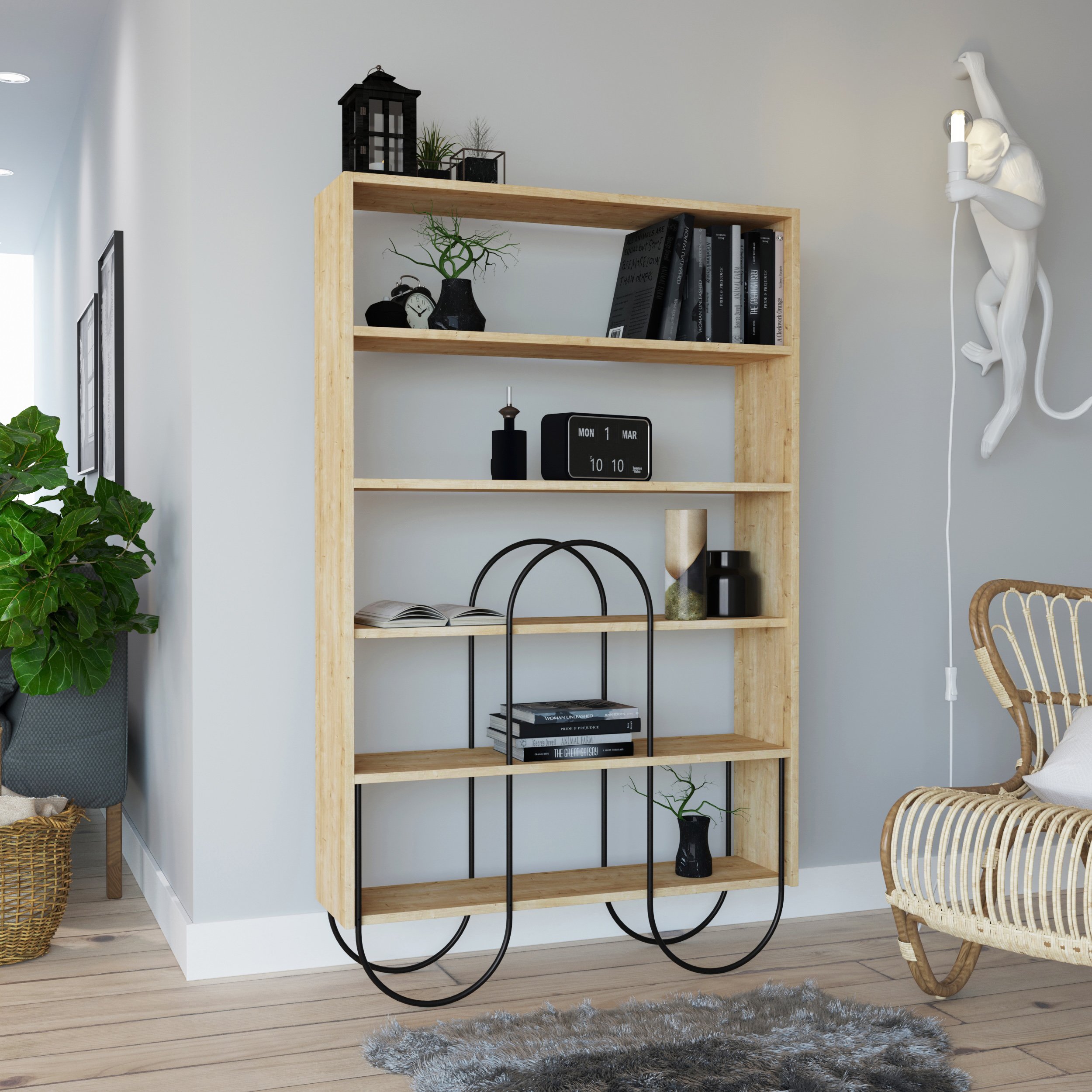 norfolk-modern-bookcase-display-unit-natural-oak-effect-tall-159-1cm