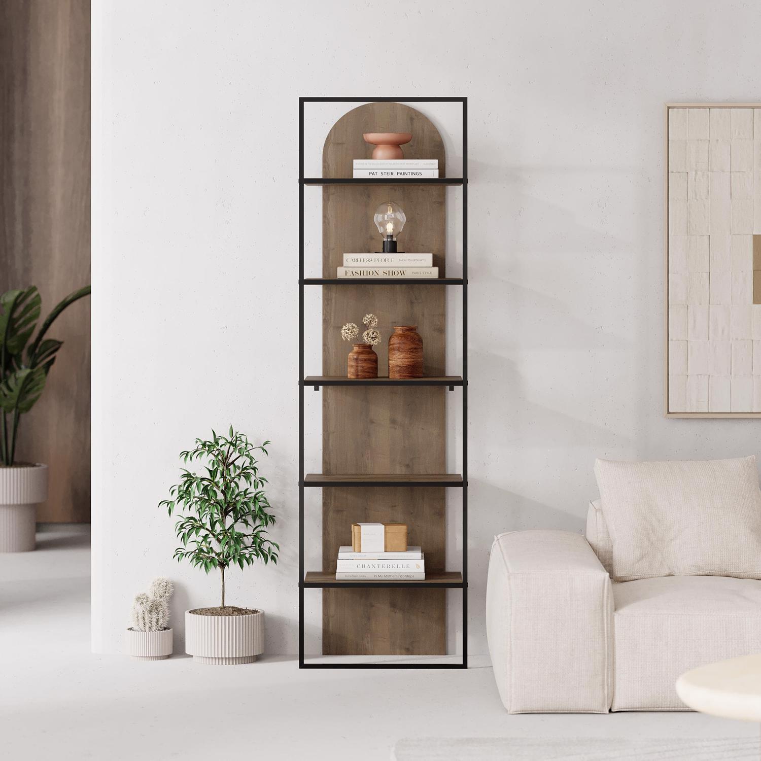 archy-modern-bookcase-5-tier-wall-mounted-shelf-dark-oak-180-cm