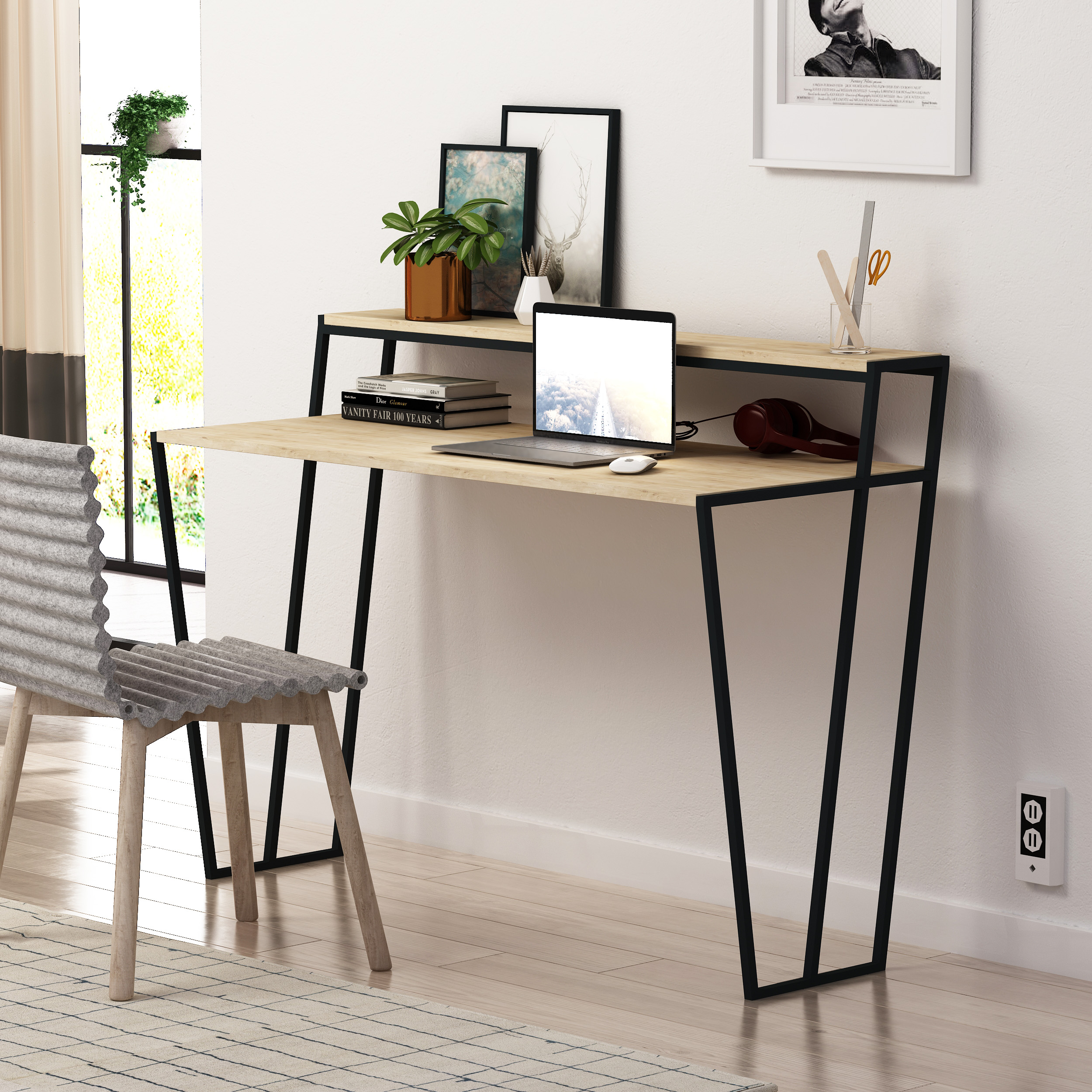 pal-modern-study-desk-oak-with-monitor-stand-124cm-wide