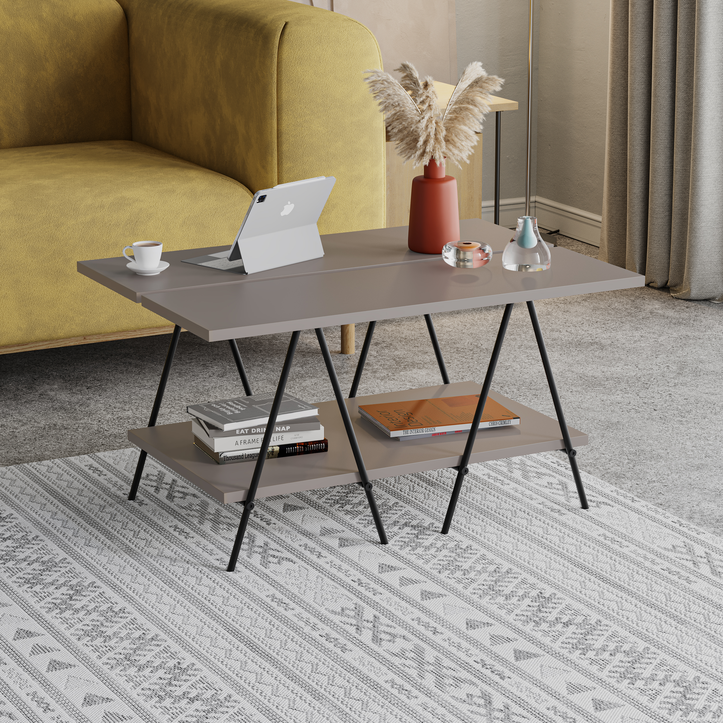 essel-centre-coffee-table-mocha-grey-metal-trestle-legs-80cm