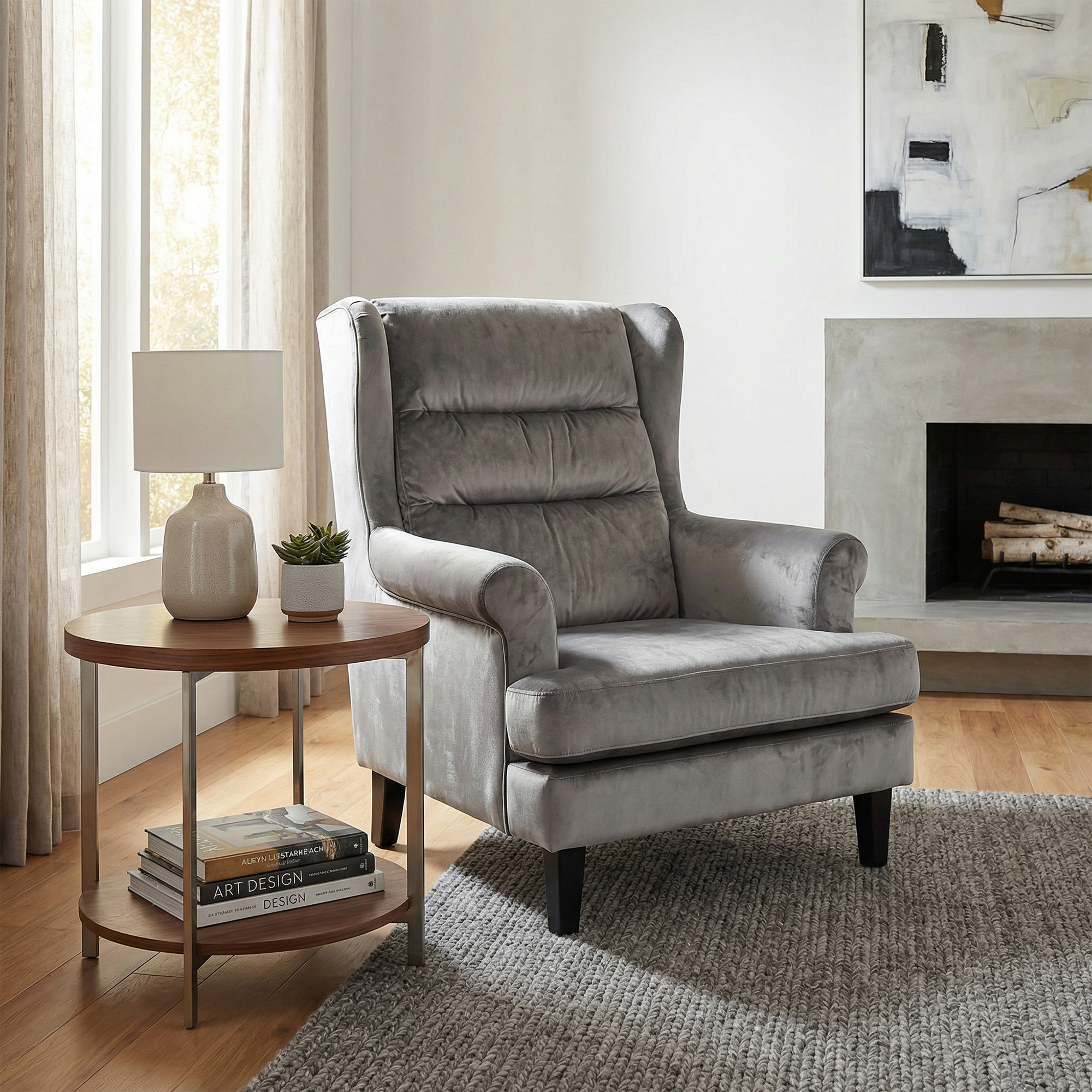 loretta-armchair-grey-velvet-cushioned-ribbed-back