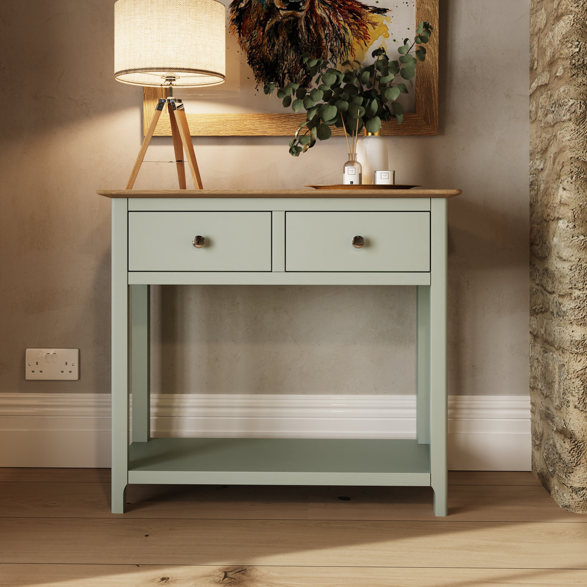 taberno-oak-2-drawer-console-hallway-table-sage-green