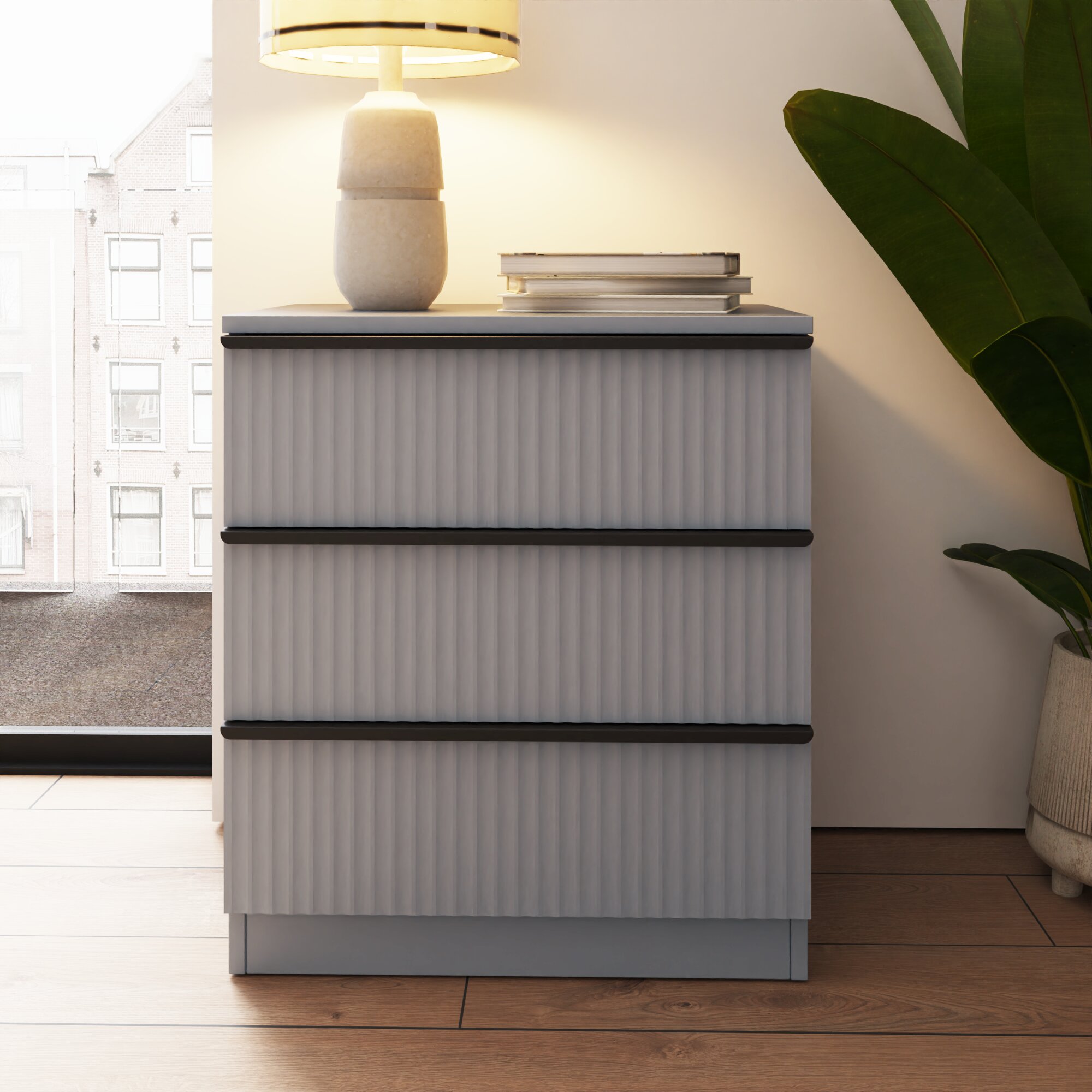 fwstyle-lania-ripple-ridged-3-drawer-chest-of-drawers-matt-grey
