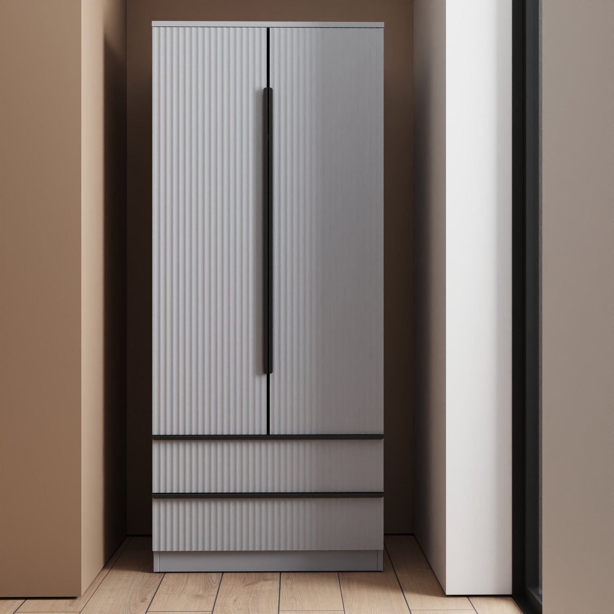 fwstyle-lania-ripple-ridged-2-door-2-drawer-combination-wardrobe-matt-grey