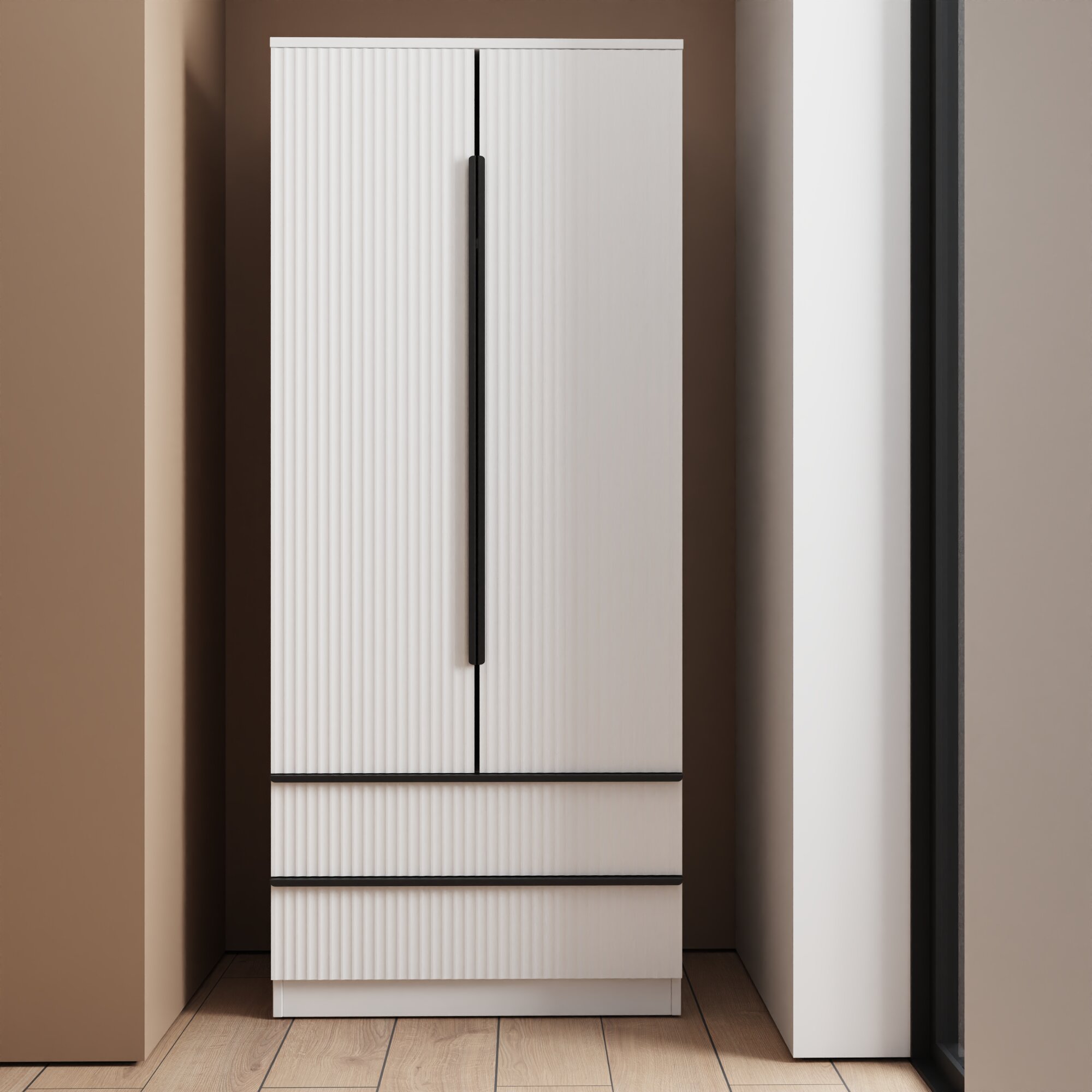 fwstyle-lania-ripple-ridged-2-door-2-drawer-combination-wardrobe-matt-white