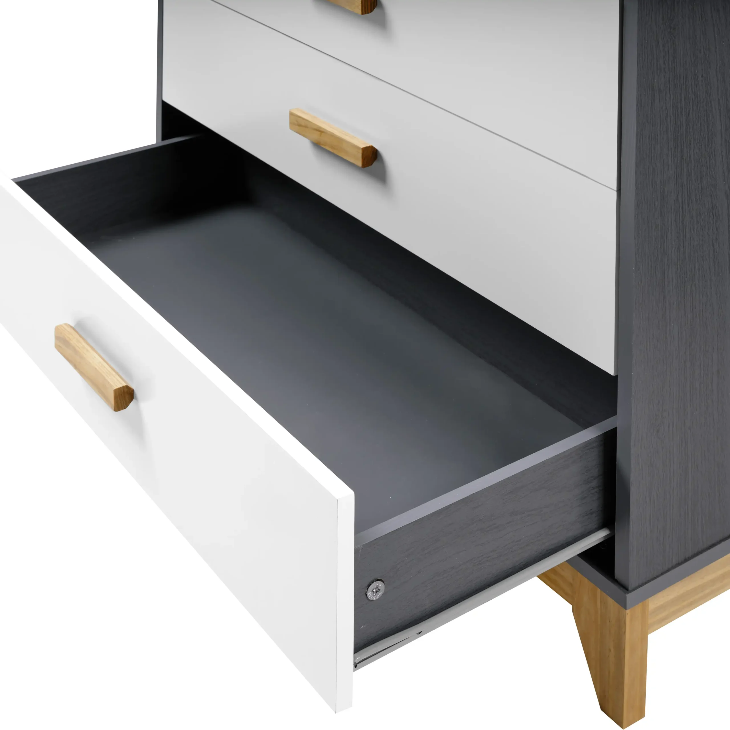 CLEVELAND-3-DRAWER-CHEST-WHITEGREY-METAL-EFFECT-2023-100-102-191-F-06 - Jamies Furniture