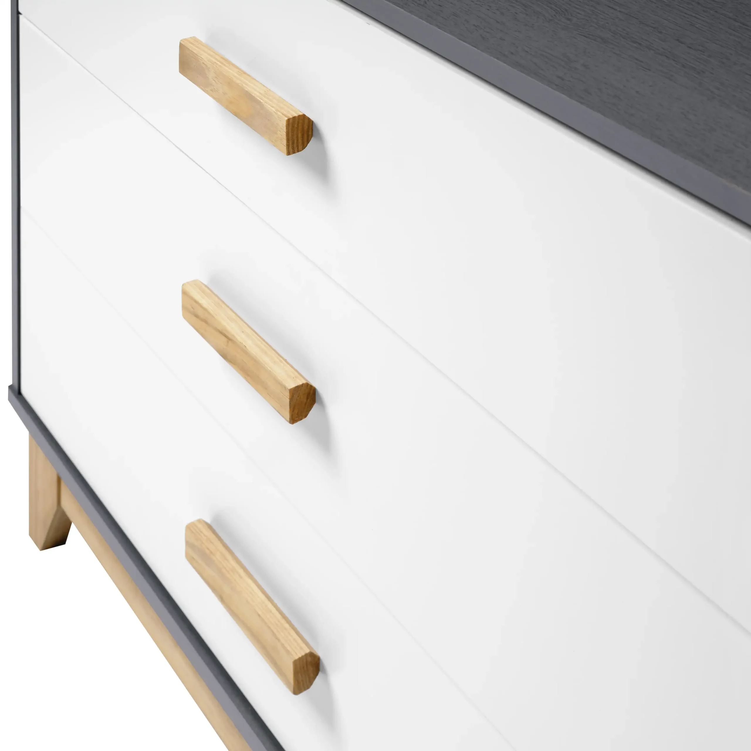 CLEVELAND-3-DRAWER-CHEST-WHITEGREY-METAL-EFFECT-2023-100-102-191-F-07 - Jamies Furniture