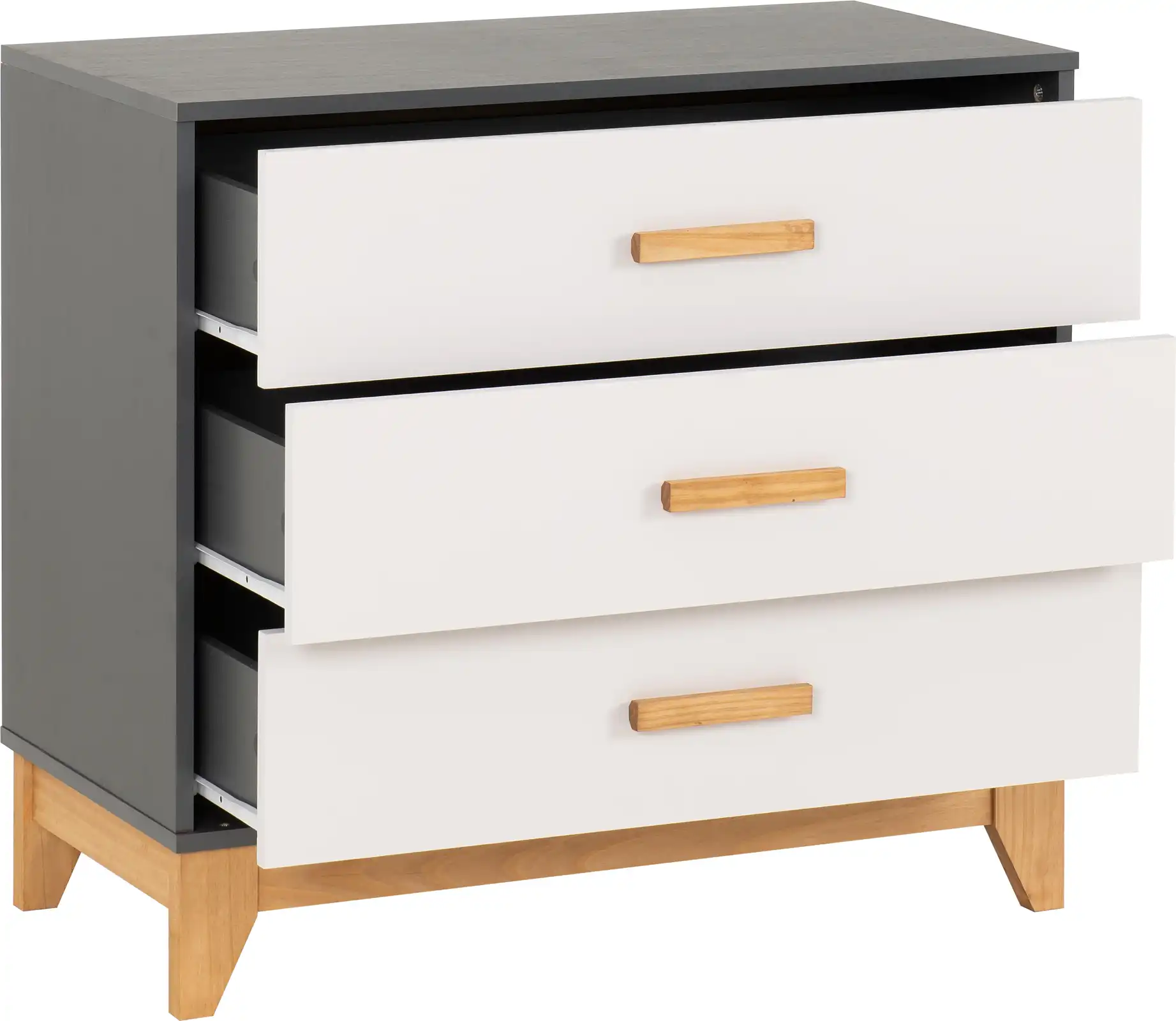 CLEVELAND-3-DRAWER-CHEST-WHITEGREY-METAL-EFFECT-2024-100-102-191-02 - Jamies Furniture