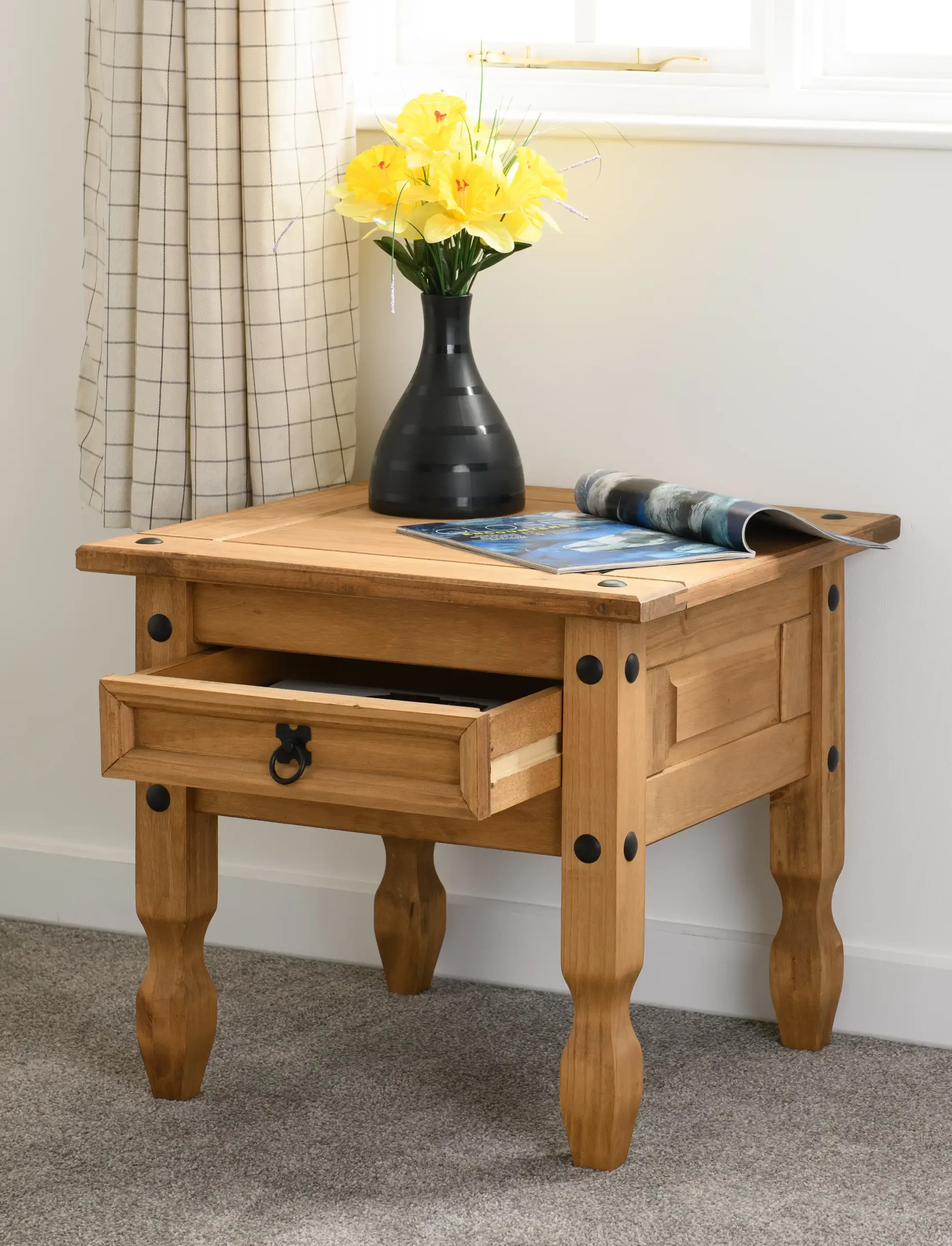 CORONA-1-DRAWER-LAMP-TABLE-DISTRESSED-WAXED-PINE-2020-300-302-032-07 - Jamies Furniture