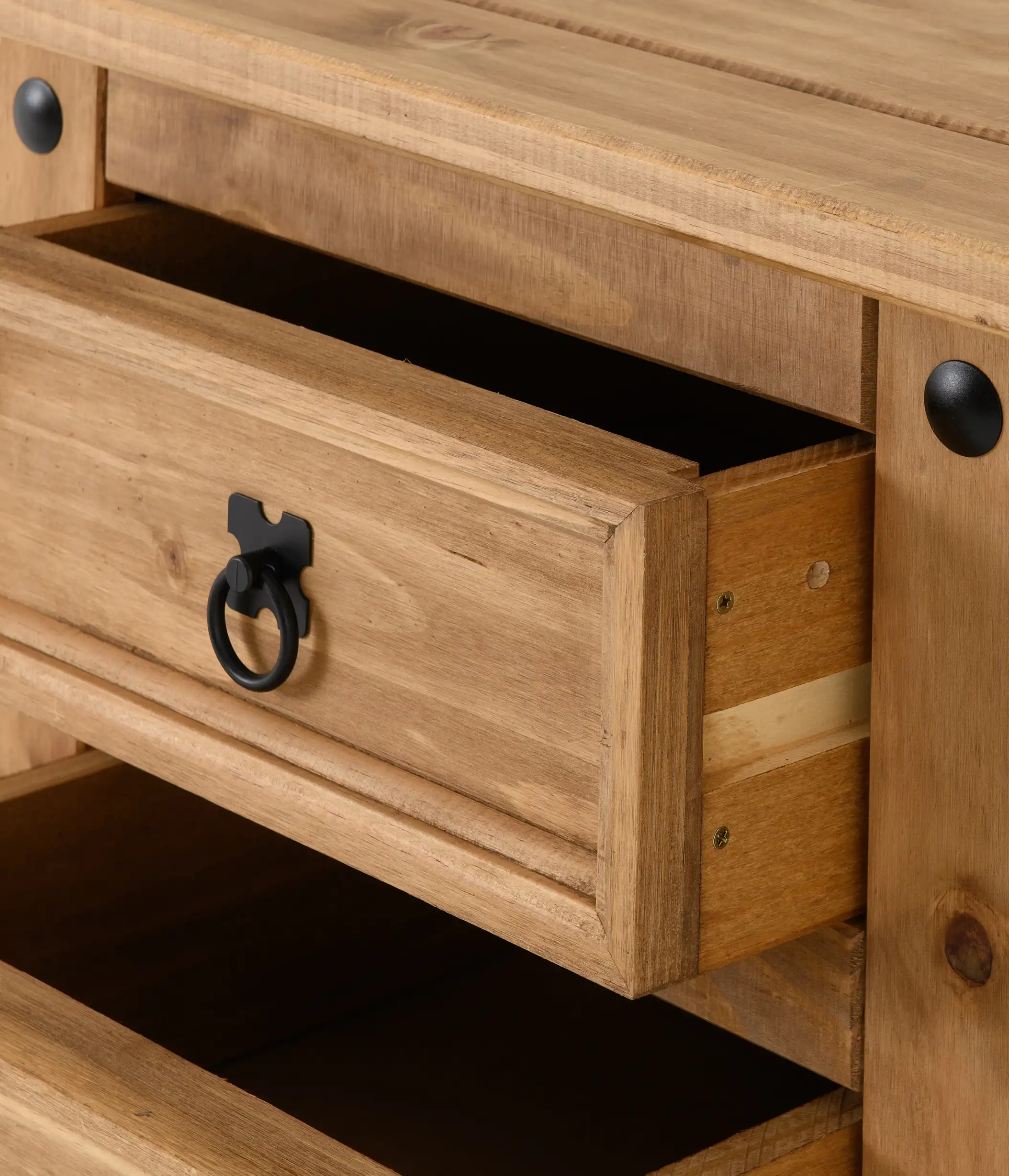 CORONA-3-DRAWER-BEDSIDE-DISTRESSED-WAXED-PINE-2020-100-103-010-06 - Jamies Furniture
