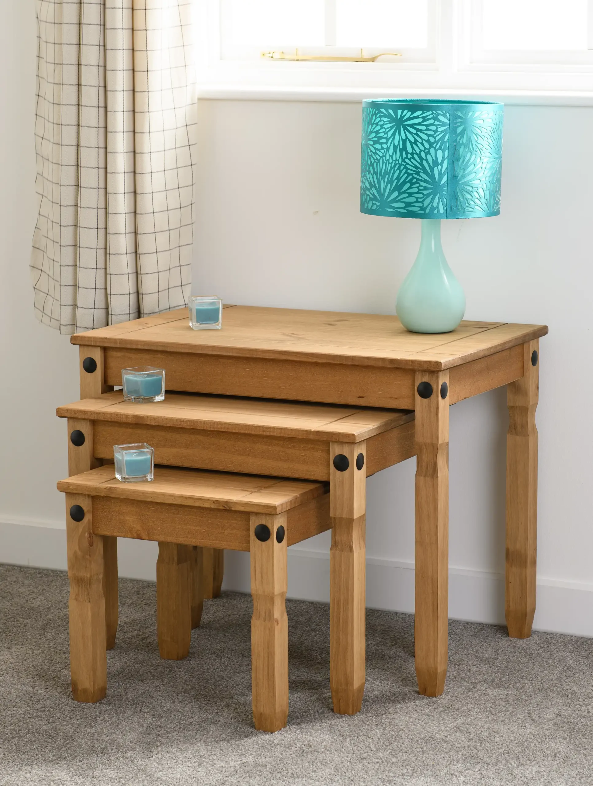 CORONA-NEST-OF-TABLES-DISTRESSED-WAXED-PINE-2020-300-303-010-08 - Jamies Furniture