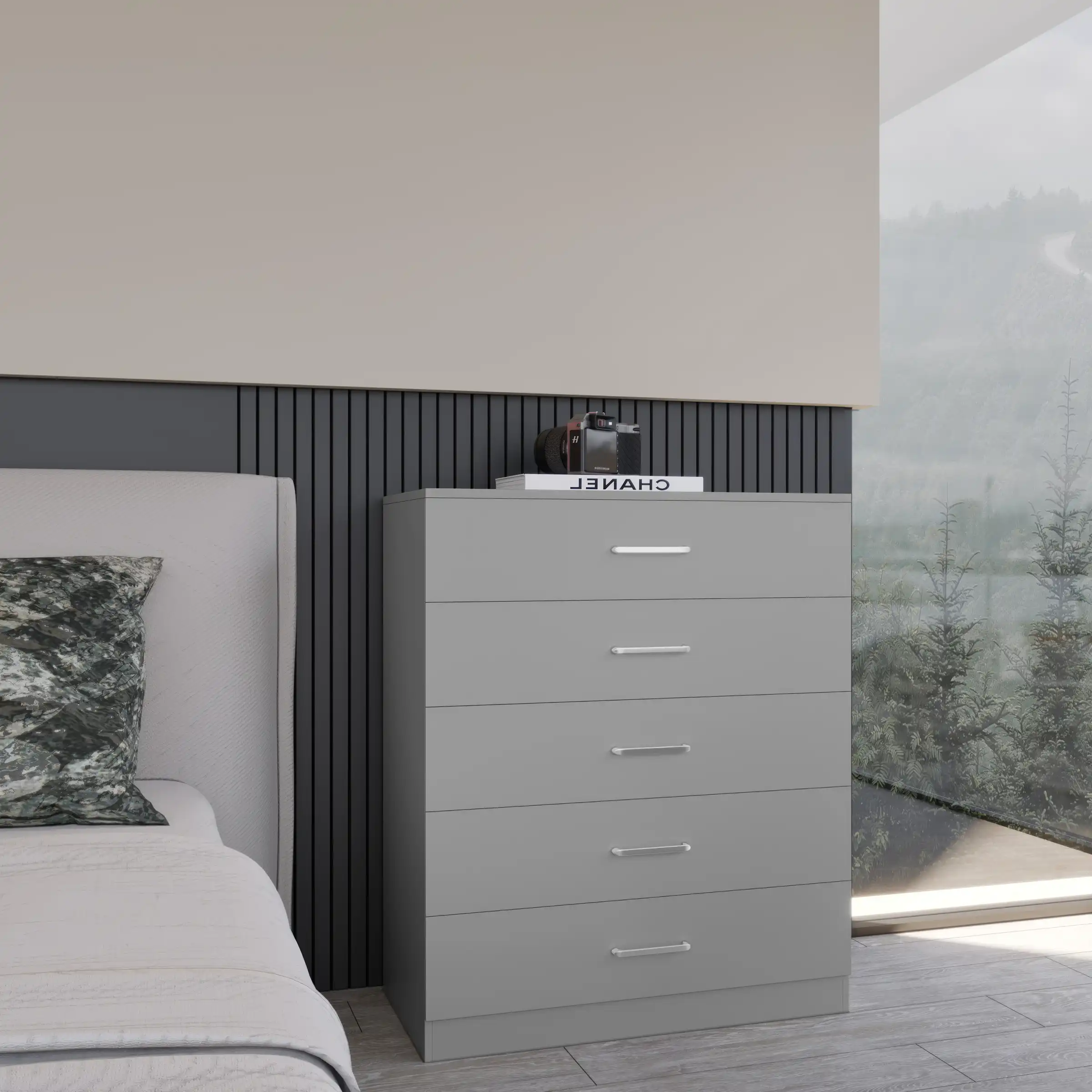DAKOTA-5-DRAWER-CHEST-LIGHT-GREY-2024-100-102-214-D03 - Jamies Furniture