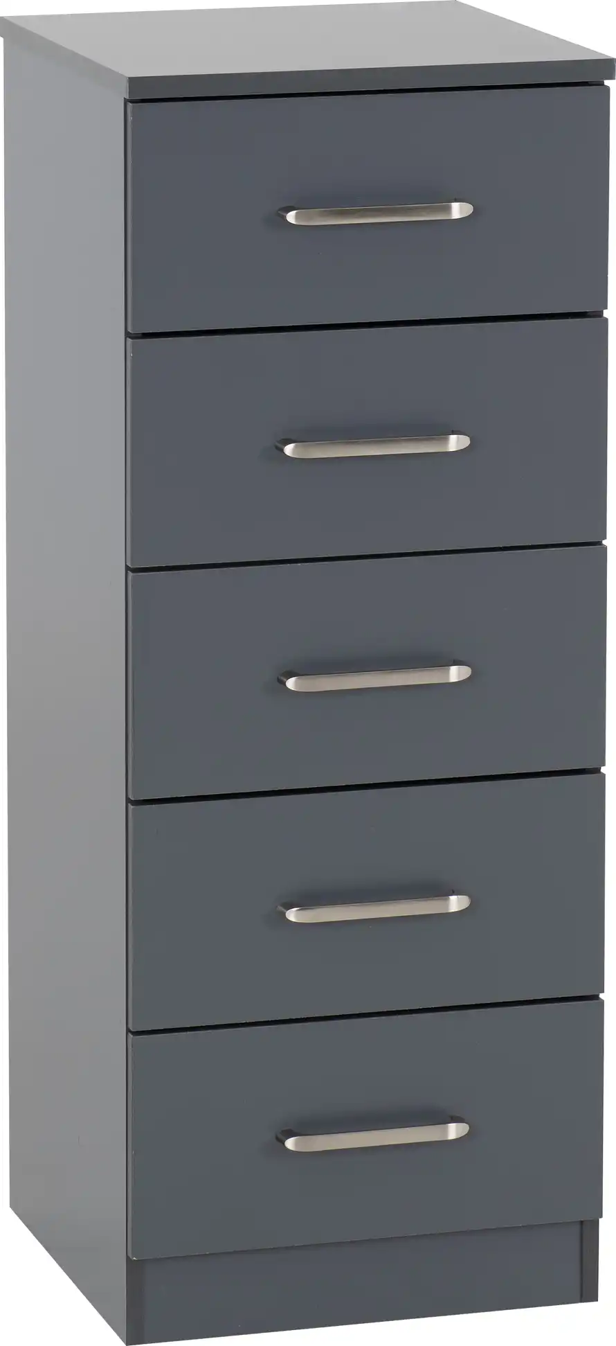 DAKOTA-5-DRAWER-NARROW-CHEST-DARK-GREY-2025-100-102-220-01 - Jamies Furniture