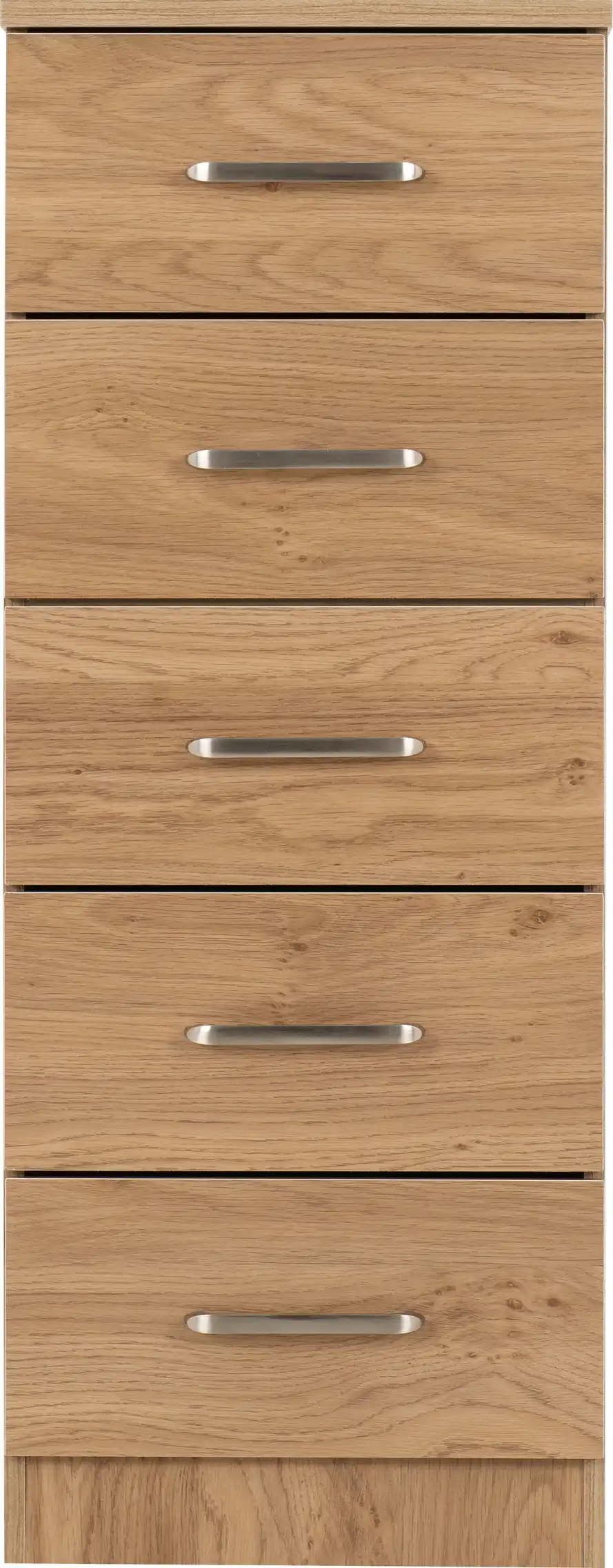 DAKOTA-5-DRAWER-NARROW-CHEST-OAK-EFFECT-2025-100-102-208-03 - Jamies Furniture