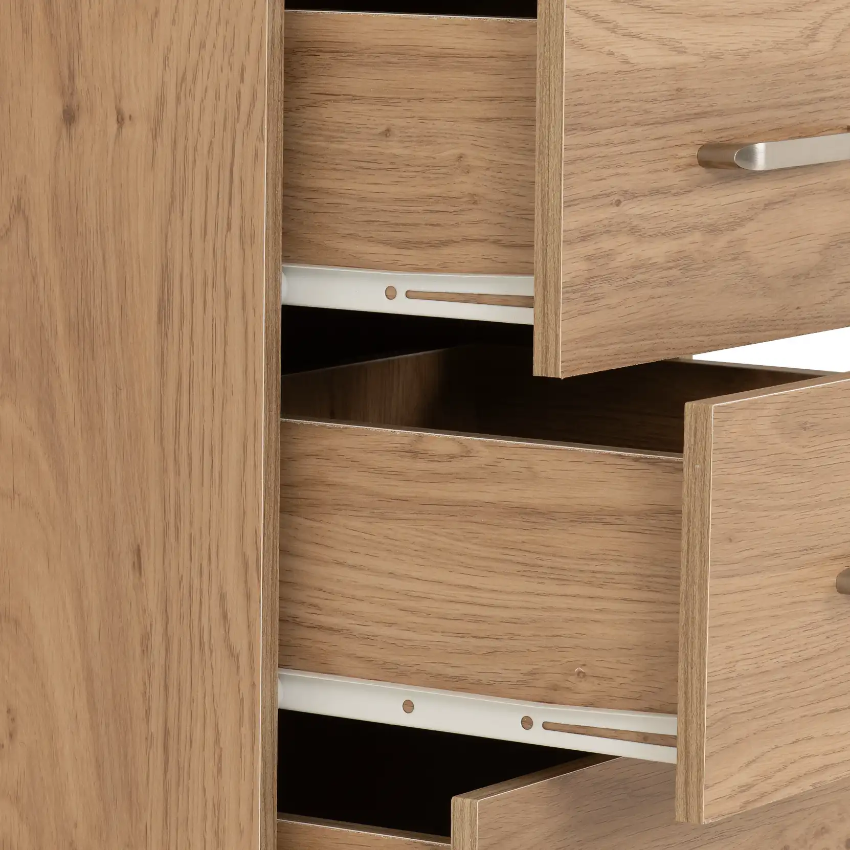 DAKOTA-5-DRAWER-NARROW-CHEST-OAK-EFFECT-2025-100-102-208-06 - Jamies Furniture