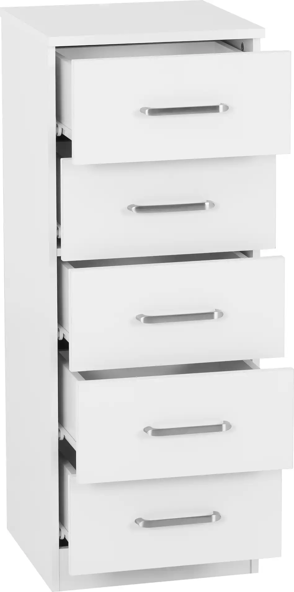 DAKOTA-5-DRAWER-NARROW-CHEST-WHITE-2025-100-102-212-02 - Jamies Furniture